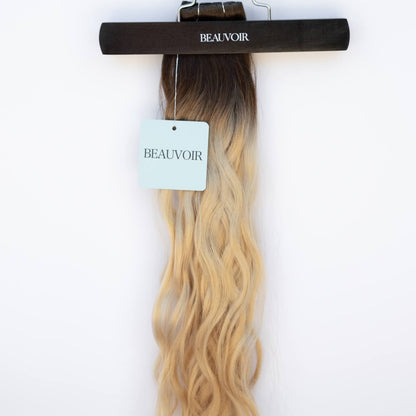 Butterfly Weft 20" 60g 50/50 Pro Blend - WAVE Texture - #2/18 Café Noir Balayage (aka Balayage Dark Brown/Dirty Blonde)