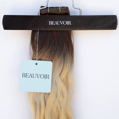 Butterfly Weft 20" 60g 50/50 Pro Blend - WAVE Texture - #2/18 Café Noir Balayage (aka Balayage Dark Brown/Dirty Blonde)