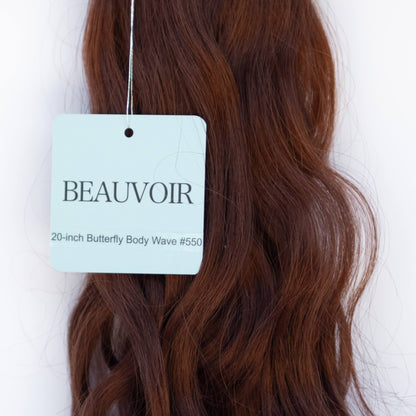 Butterfly Weft 20" 60g 50/50 Pro Blend - WAVE Texture - #550 Rouge (aka Cinnamon Mocha)