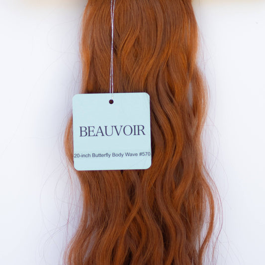 Butterfly Weft 20" 60g 50/50 Pro Blend - WAVE Texture - #570 Sunset (aka Pumpkin Spice)