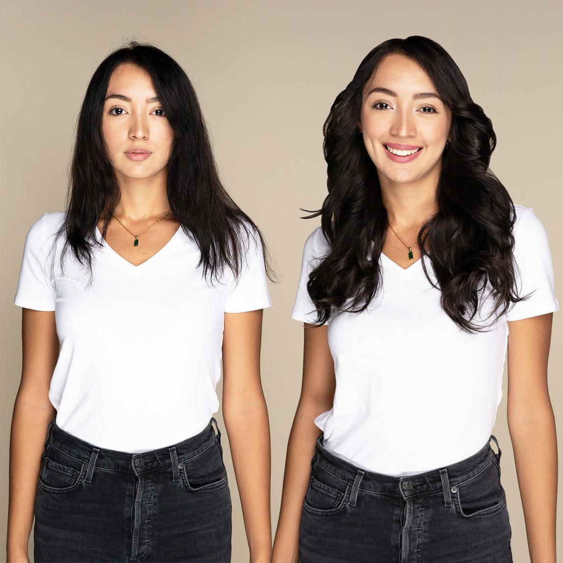 The Marilyn - #1B Midnight 16" Seamless Clip-In Hair Extensions (Volume Bundle)