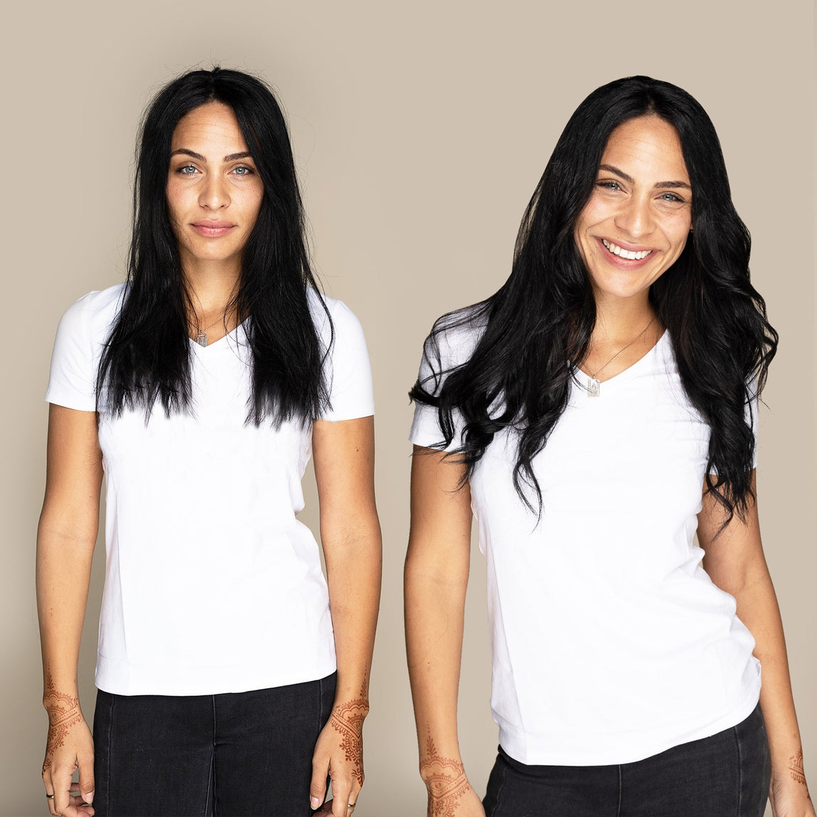 The Marilyn - #1 Noir 16" Seamless Clip-In Hair Extensions (Volume Bundle)
