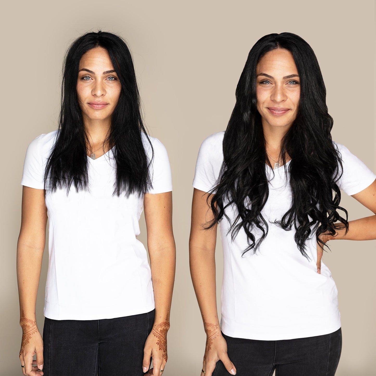 The Ava - Jet Black (#1) 20" Seamless Clip-In Hair Extensions (Volume Bundle)