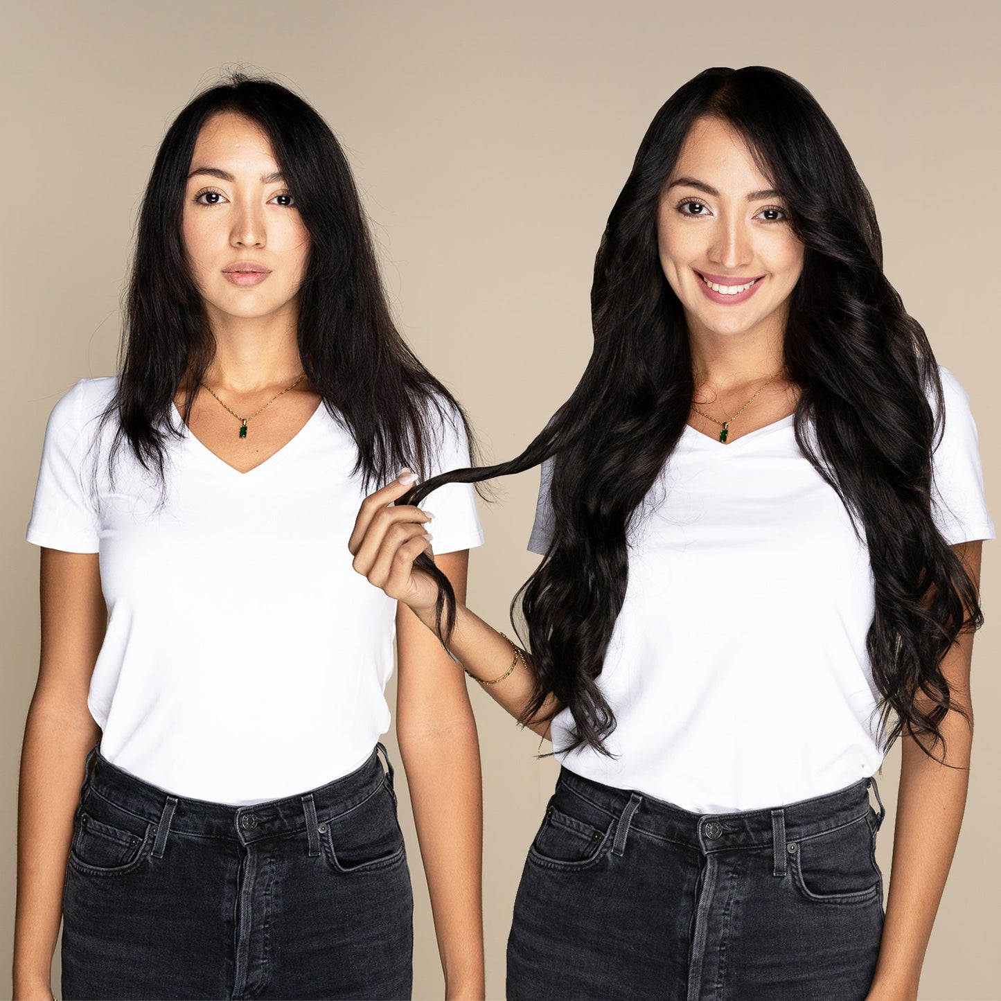The Audrey - Off Black (#1B) 22" Seamless Clip-In Hair Extensions (Volume Bundle)