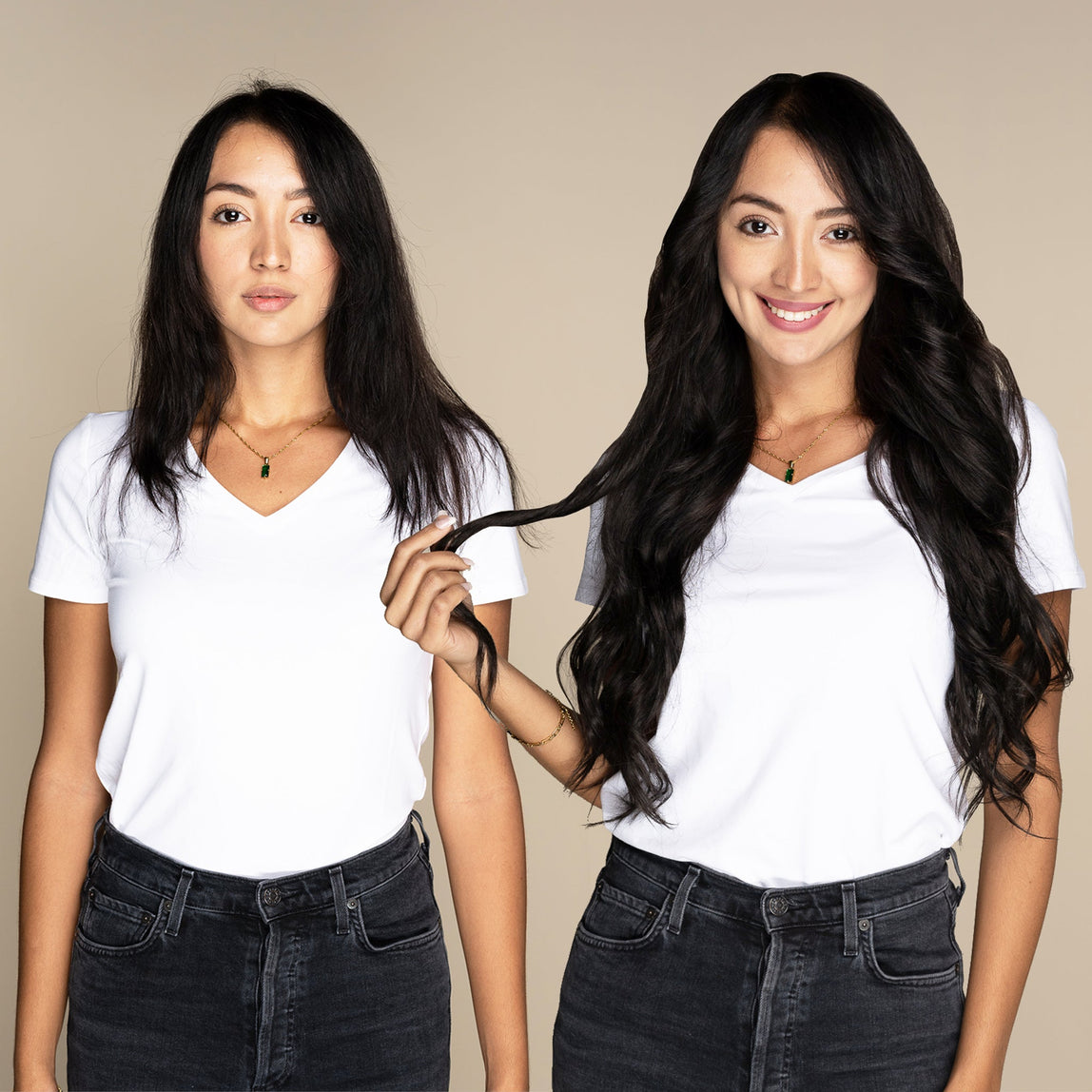 The Audrey - #1B Midnight 22" Seamless Clip-In Hair Extensions (Volume Bundle)