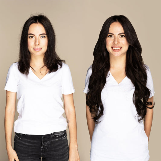 The Audrey - Mocha Brown (#1C) 22" Seamless Clip-In Hair Extensions (Volume Bundle)