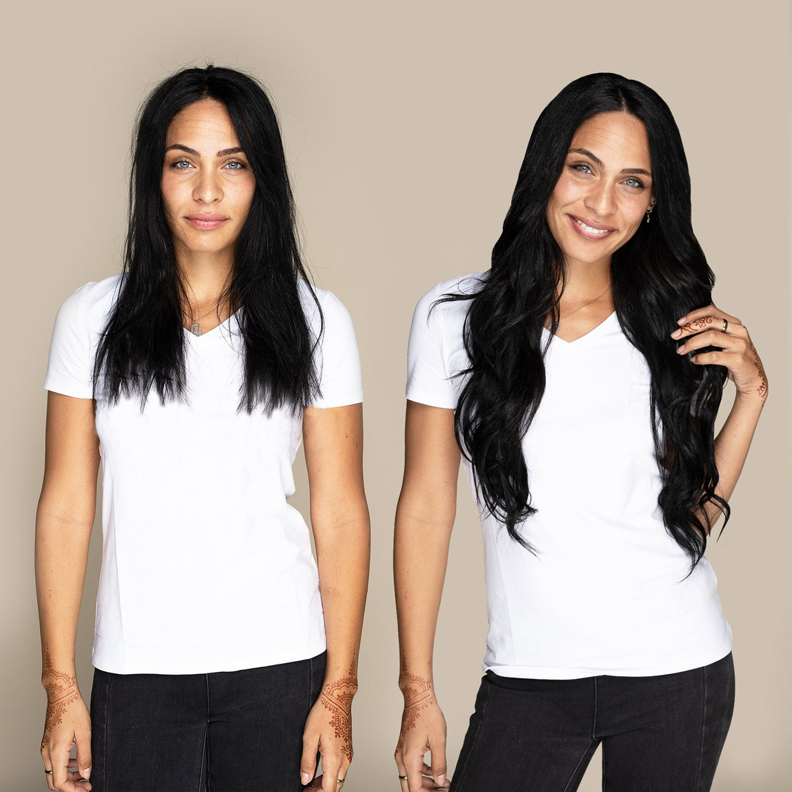 The Audrey - #1 Noir 22" Seamless Clip-In Hair Extensions (Volume Bundle)